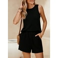 thumbnail image 4 of DOKOTOO 2 Piece Outfits for Women Lounge Sets Casual Crewneck Sleeveless Tops and High Waisted Shorts Summer Matching Set, 4 of 8