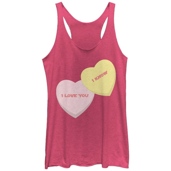 Women's Star Wars Valentine's Day I Love You I Know Hearts Racerback Tank Top Pink Heather Medium