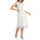 thumbnail image 4 of INSPIRE CHIC Vestido de Encaje Sin Mangas para Mujeres con Cuello de Solapa, Vestido de Cóctel con Cinturón y Botones, Vestido A-Line L Blanco, 4 of 5