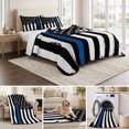 thumbnail image 6 of Full Quilt Set 78''x90'', Blue American Flag Lightweight Summer Bedspread Coverlet Set with 2 Pillow Shams, Black White Stars Stripe US Flag Breathable All Season Quilt Bedding for Bedroom/Guest Room, 6 of 9