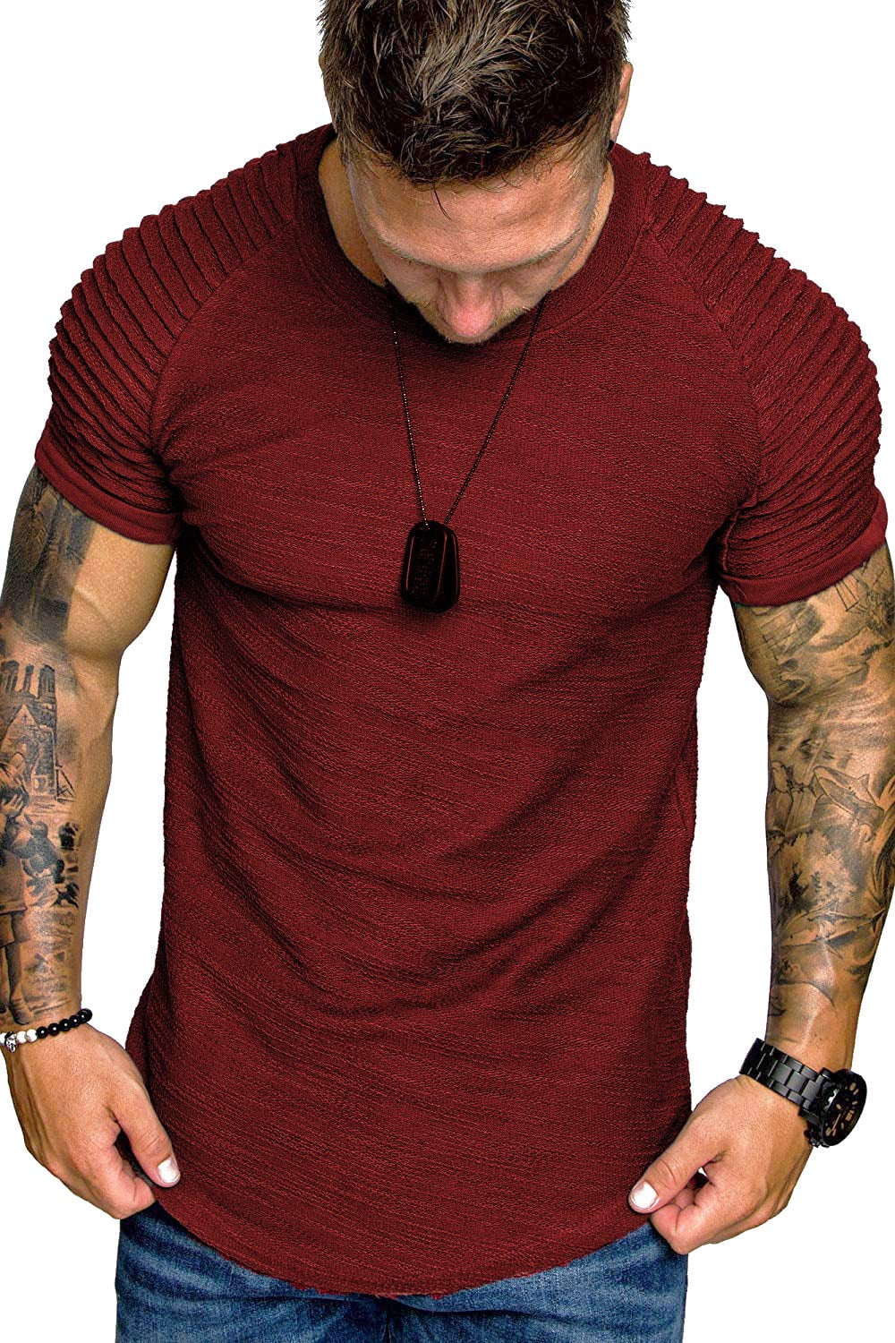 COOFANDY Men's Gym Shirts Fitted Fitness Tee Bodybuilding Workout T-Shirt