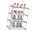 thumbnail image 1 of Zapatero de 4 niveles, organizador de zapatos de acero inoxidable multicapa, estante de almacenamiento para puerta de entrada, azul Almacenamiento y organización del hogar Gris plateado 4 capas Yuarrent HA003484-04, 1 of 6