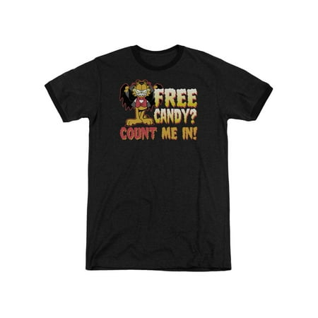 Garfield Candy - Garfield TV Comic Halloween Free Candy Count Me In Adult Ringer T-Shirt Tee