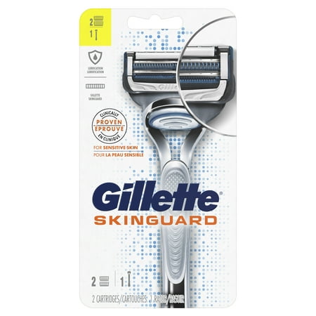 Gillette SkinGuard Men's Razor, Handle + 2 Blade (Best Shaving Kit For Mens India)