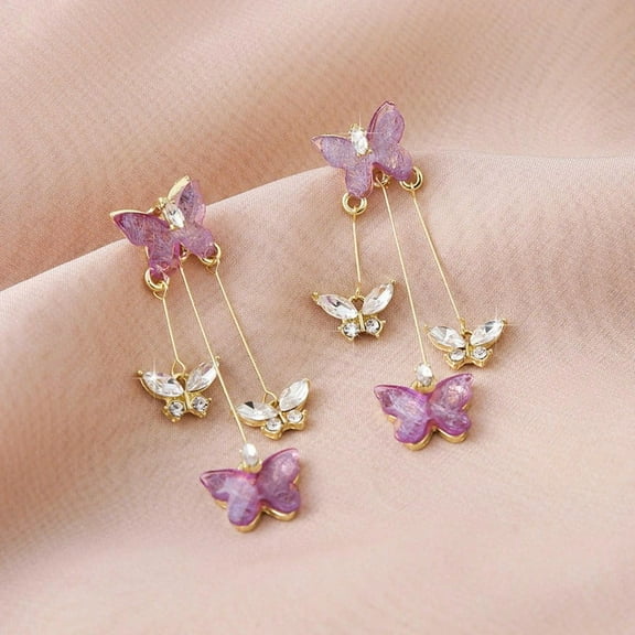 Butterfly ForCrystal Dangle Earrings - Women's Light Statement Jewelry