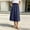Navy, variant on Women's Linen Midi Skirt Elastic Drawstring Waist Button Front Slit A-Line Skirts Summer Beach Boho Flowy Skirt with Pockets