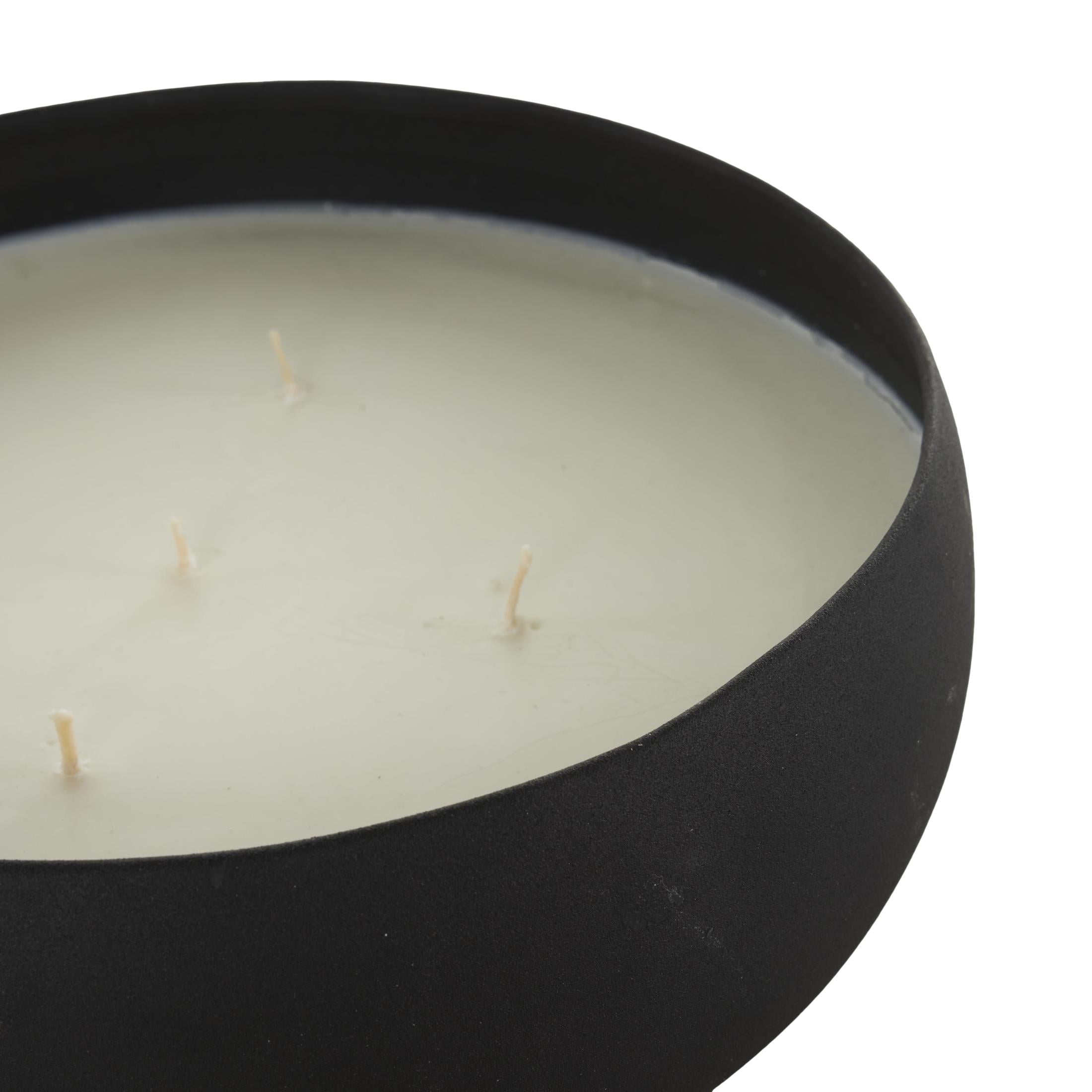DecMode Black Metal Eucalyptus Spa Scented Textured 63oz 5 Wick Candle with White Wax