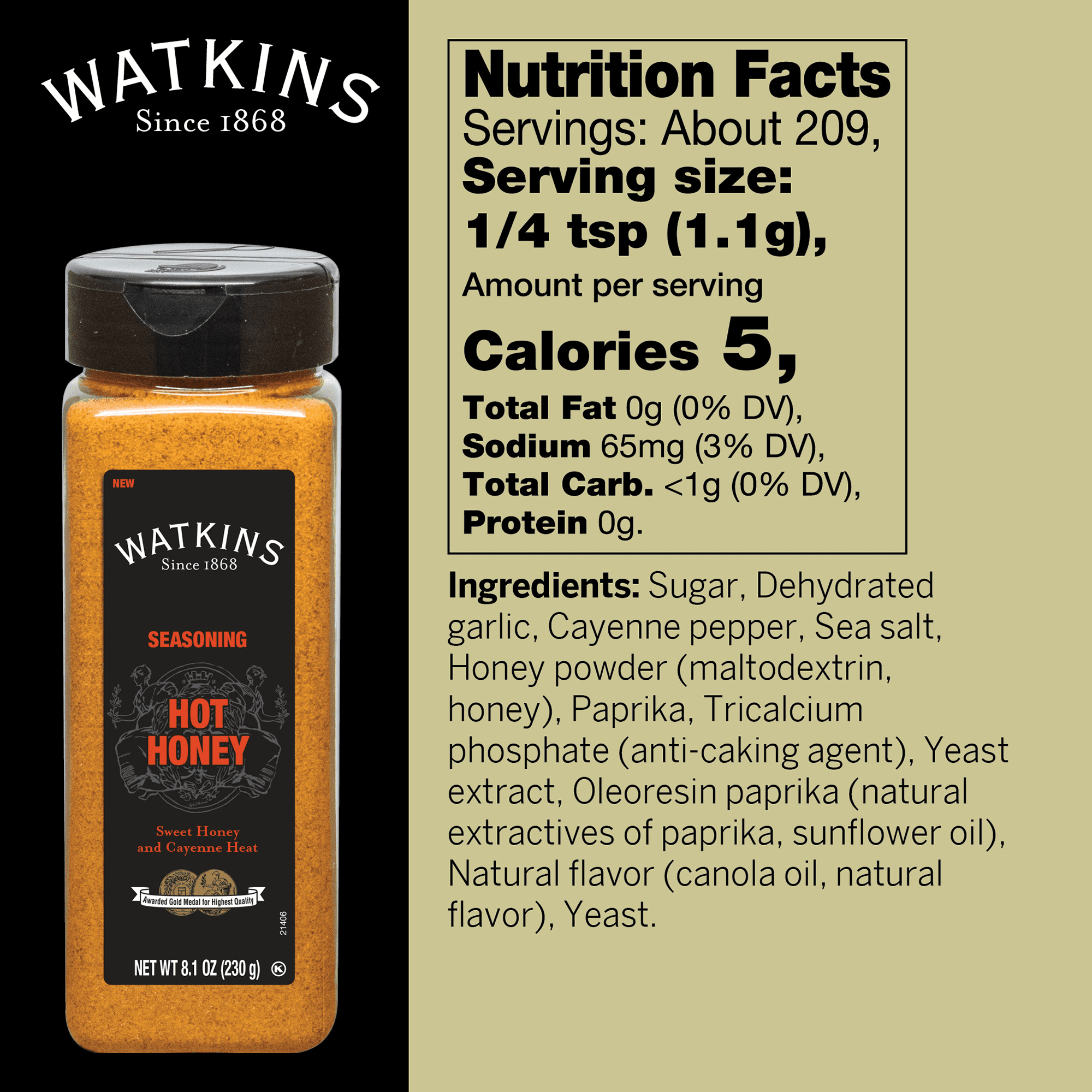 Watkins Hot Honey Seasoning, 8.1 oz