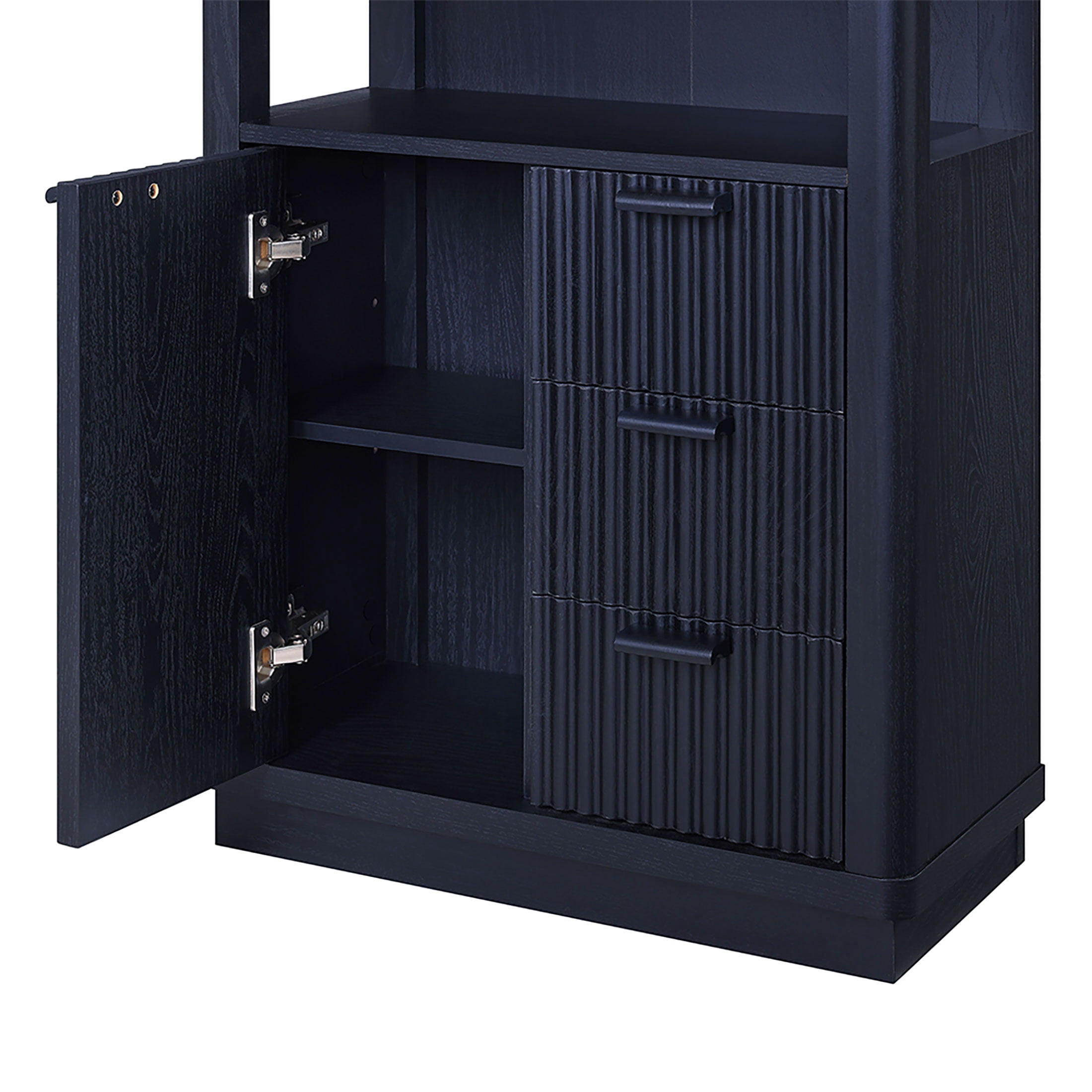 Beautiful Fluted Vanity Storage Cabinet, Rich Black