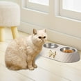 thumbnail image 3 of Gazechimp Pet Dog Water And Food Bowl, Detachable, 13 X 6.9 X 2.6 Inches, Non-Slip Base For Small Beige, 3 of 6