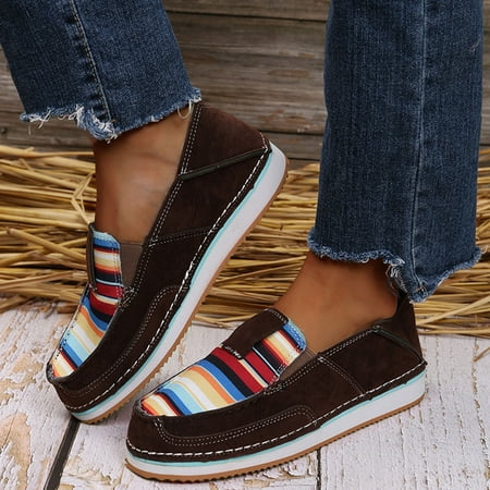 

Casual Shoes Toe Comfortable Casual Shoes Women Breathable Flat Round Single Slip On Print Leopard Women s Casual Shoes