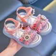 thumbnail image 6 of Oiyii Girls Beach Sandals Open Toe Princess Flats Pearl Rhinestone Strappy Summer Shoes, 6 of 9