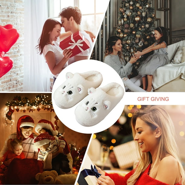 Pantufla Zapatillas de casa para hombre y mujer, pantuflas acogedoras y lindas con forma de gato, de felpa, para invierno Wdftyju Tenis De Mujer Tenis De Hombre