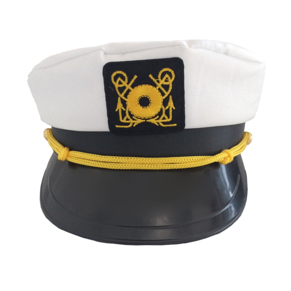 Duoif Captain Hat White Cap Sailor Navy Hat Gold Yacht Boat Caps Sailor Hat White