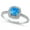 Blue, variant on Square Simulated Opal Clear CZ Classic Ring Sterling Silver Size 6