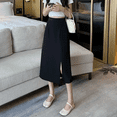 thumbnail image 3 of Falda ajustada de cintura alta y adelgazante de longitud media en forma de A para mujer, diseño con abertura lateral, moda versátil, verano 2024, 3 of 5