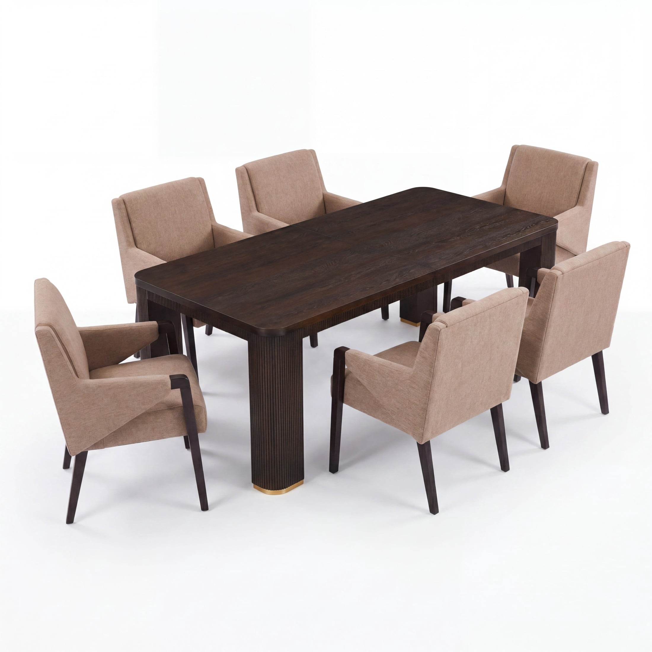 Christopher Knight Home 7-Piece Mid Century Dining Set, 90" Table with Upholstered Chairs, Espresso+Light Brown