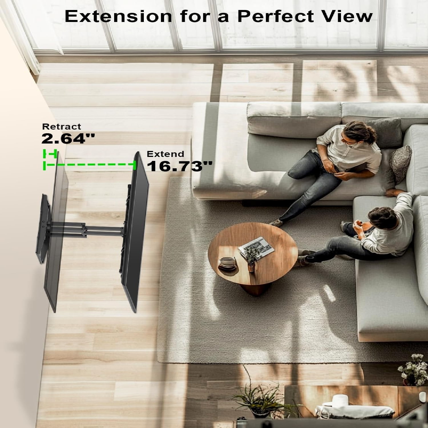 Full Motion TV Wall Mount for 37-82 Inch TV up to 132lbs, TV Mount Articulating with Swivel, Tilt & Extension, Supports Max VESA 600x400mm & 16" Wood Studs，Fit Most 55 65 70 75 inch TVs