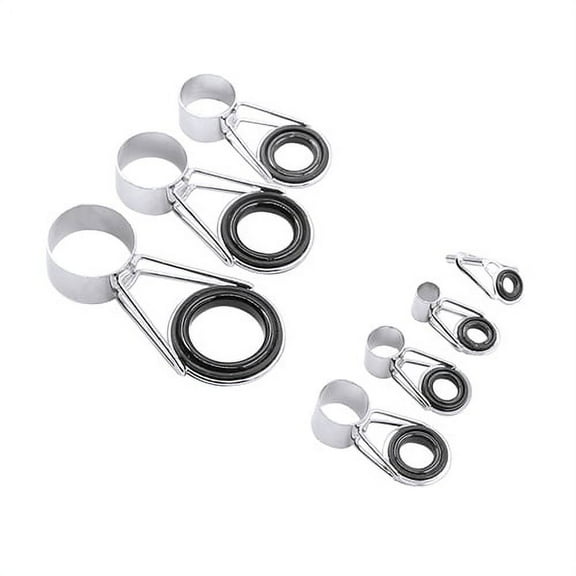 Naierhg 7Pcs/Set Mixed Size Fish Pole Repair Kit Line Rings Eyes Fishing Rod Guide Set