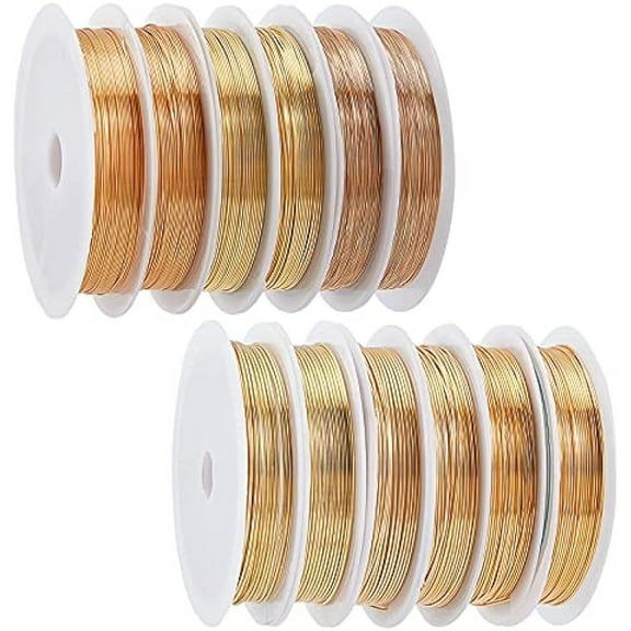 12 Rolls Jewelry Copper Wire Gold Jewelry Beading Wire Craft Making Coil Wire Tarnish Resistant for Jewelry Making