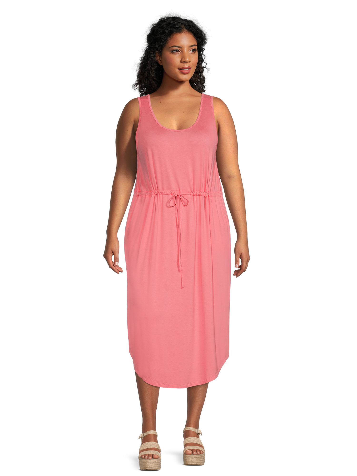 Terra & Sky Women's Plus Size Drawstring Waist Tank Dress - image 2 of 5
