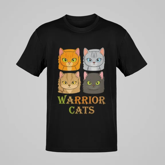 Warrior Cats Graphic T-Shirt | Cute Cartoon Cat Faces Clan Style Kitty Tee