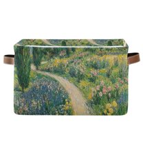 Yayeee Canvas Storage Basket with Handles for Shelves Fabric Bins Closet Organizer, Art Garden Scene