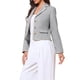 thumbnail image 4 of Chaqueta de tweed casual elegante para mujer, blazer corto de manga larga de doble botonadura, XS gris, 4 of 6
