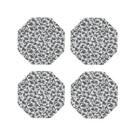 

Leather Coasters Set of 4 - Camouflage Grey Lightweight Non-Slip Drink Coasters for Desk Anti-Scalding Desk Cup Coasters for Office Table Decor Octagon