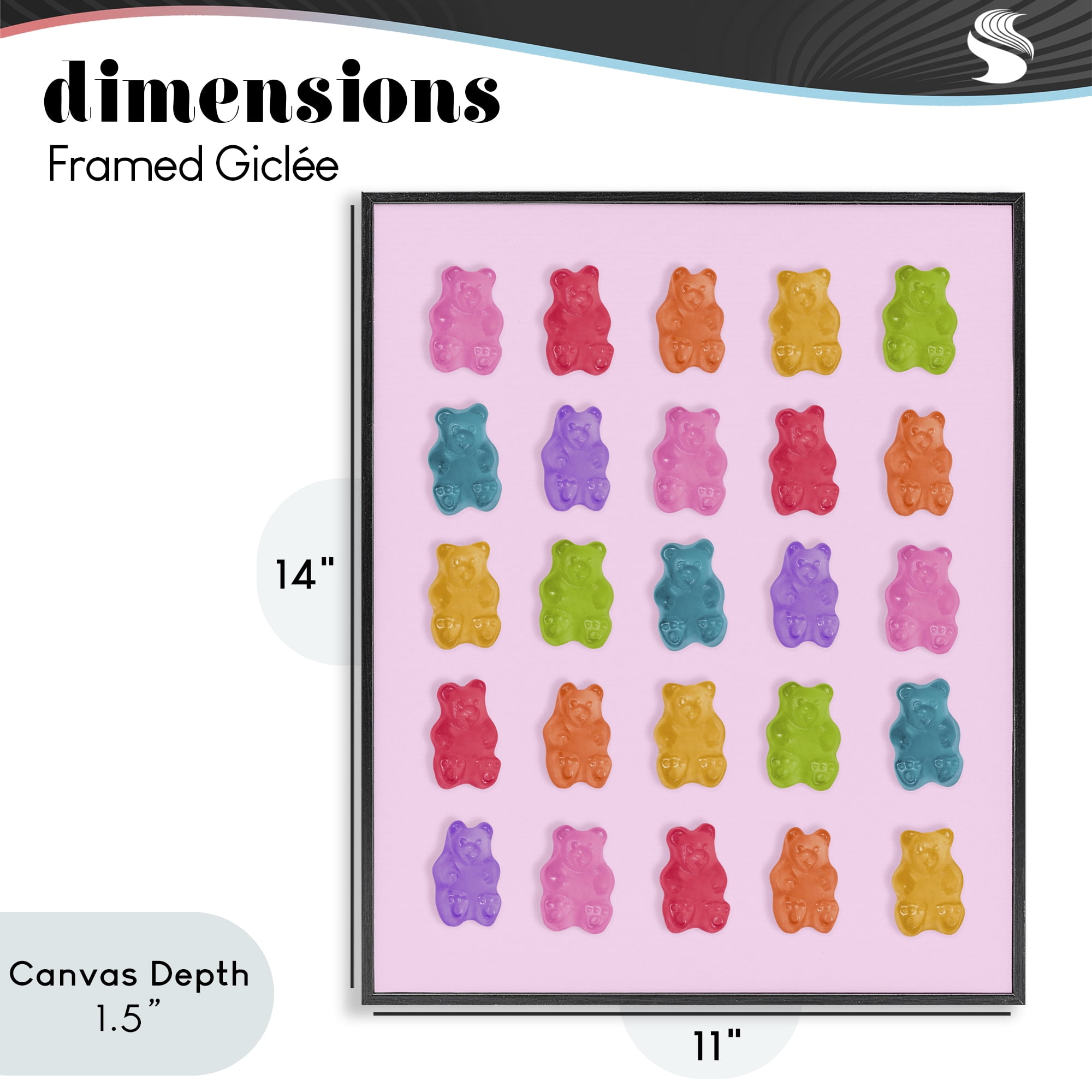 Stupell Industries Pastel Gummies on Pink Black Framed Giclee Art, design by LISH Creative