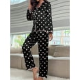thumbnail image 3 of Women Valentine's Day Pajamas Set Long Sleeve Love Printed Satin PJ Sets Button-Down Pajama Sleepwear Loungewear, 3 of 7
