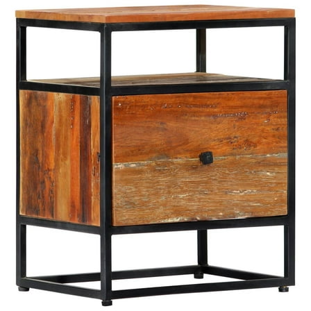 vidaXL Bedside Cabinet 15.7"x11.8"x19.7" Solid Reclaimed Wood and Steel