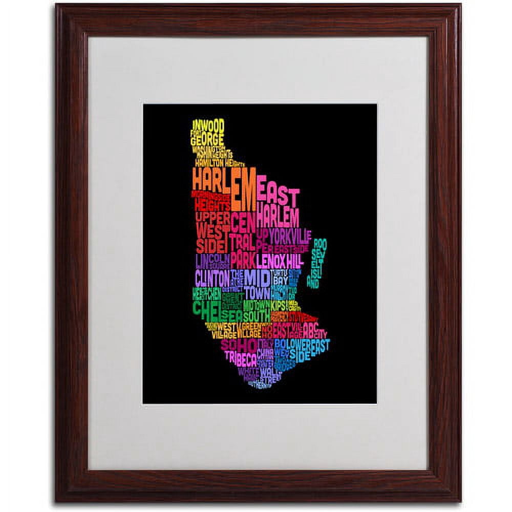 Trademark Fine Art "Manhattan Text Map 2" Matted Framed Art by Michael Tompsett