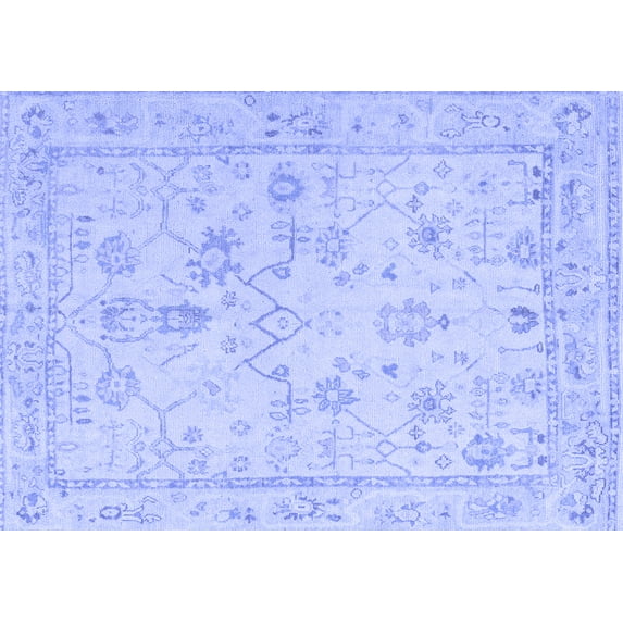 Ahgly Company Machine Washable Indoor Rectangle Oriental Blue Traditional Area Rugs, 5' x 7'