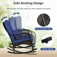 thumbnail image 6 of Costway Patio Wicker Rocking Chair with Seat Back Cushions & Lumbar Pillow Porch Blue, 6 of 9