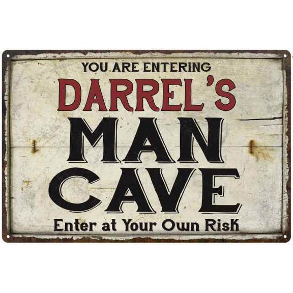 DARREL'S Man Cave Sign Rustic 8 x 12 High Gloss Metal 208120035450