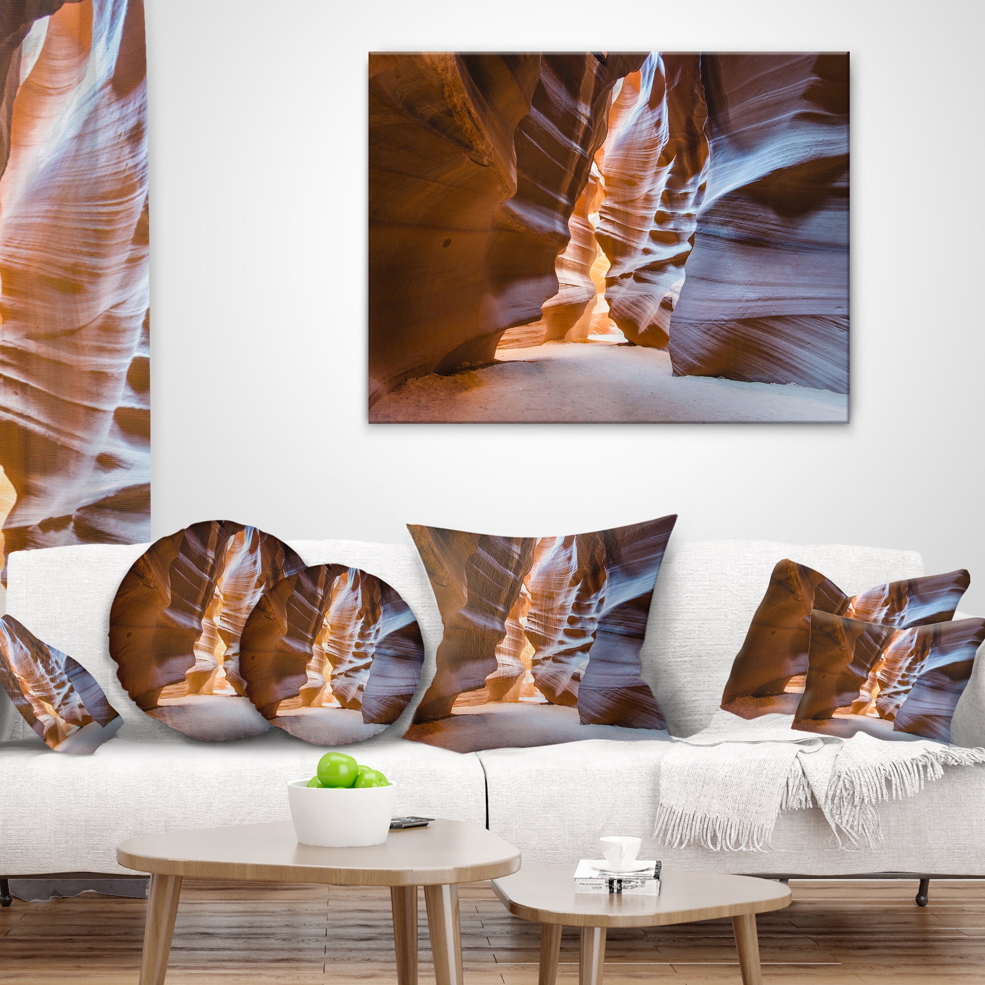 Designart Antelope Canyon Glow Inside - Landscape Photography Throw Pillow - 12x20
