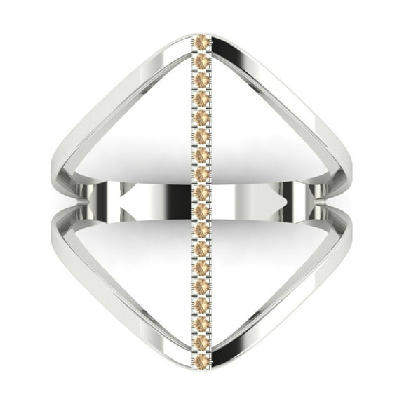 Statement Engagement Ring for Women - 0.09ct Yellow Moissanite in 18K White Gold Promise Ring