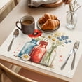 thumbnail image 3 of Vintage Flower Placemats Set of 4 Red Blue Bottle Floral Country Plant Place Mats Indoor Wipeable Table Mats Washable Cloth Dining Table Placemats for Kitchen Holiday Party Home Decor 13x19 Inch, 3 of 9