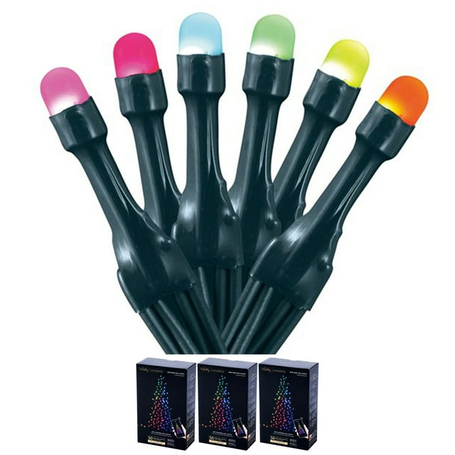 Home Heritage Luminations Christmas Holiday Party Lights, Twinkly App Control, 16.3' Wrapped Dome, 50 RGB LEDs (3 Pack)
