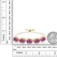 thumbnail image 2 of Gem Stone King 18K Yellow Gold Plated Silver Pink Created Sapphire Tennis Bracelet for Women (6.05 Cttw, Oval 9X7MM, Gemstone September Birthstone, Fully Adjustable up to 9 inch), 2 of 3