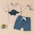 thumbnail image 2 of Gerichy Toddler Baby Boy Outfits Dinosaur Embroidery Short Sleeve T-Shirt Elastic Waist Shorts Set 2Pcs Summer Clothes, 2 of 5