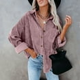 thumbnail image 2 of Mashaouyo Womens Corduroy Button Down Shirts Casual Long Sleeve Jacket Oversized Boyfriend Blouses Tops with Pockets, 2 of 9