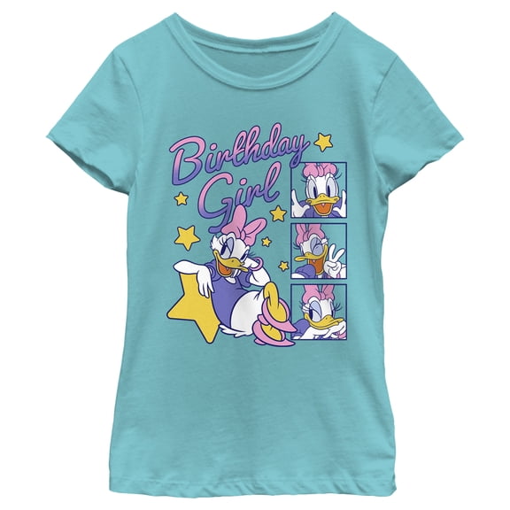 Girl's Mickey & Friends Daisy Duck Birthday Star Girl Graphic Tee Tahiti Blue Medium