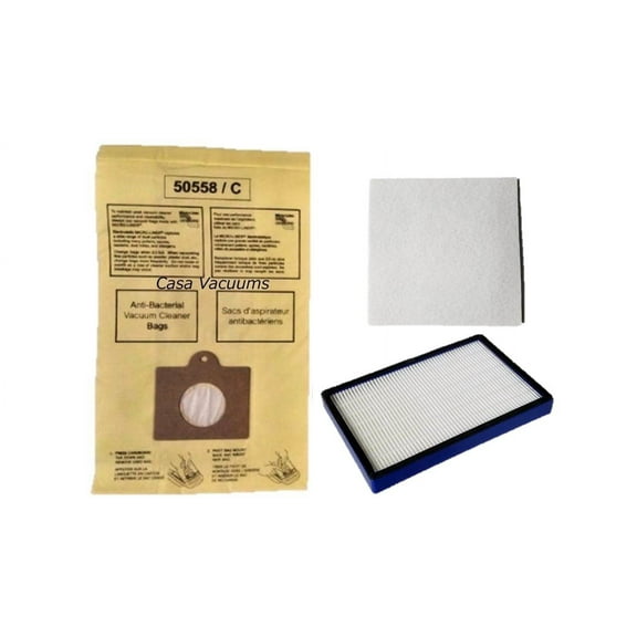 12 Kenmore Type C or Type Q Allergen Filtration Canister Vacuum Bags, (1) Kenmore CF1 81002 Motor Chamber Filter, (1) Kenmore EF1 86889 HEPA Exhaust Filters, Fits Progressive, Intuition, Canisters