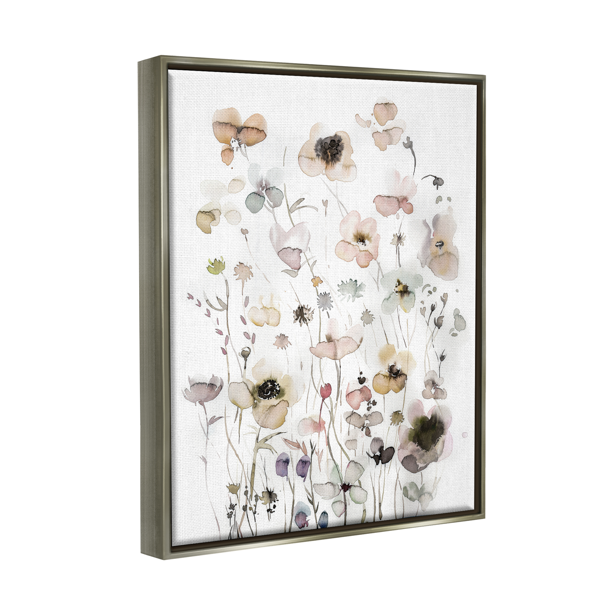 Stupell Industries Soft Cottage Florals Botanical & Floral Painting Gray Floater Framed Art Print Wall Art, 25 x 31
