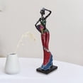 thumbnail image 4 of Escultura africana mujeres niñas Tribal Lady figurita estatua decoración arte coleccionable artesanías decoración para hogar - Oro Macarena Escultura de resina, 4 of 8