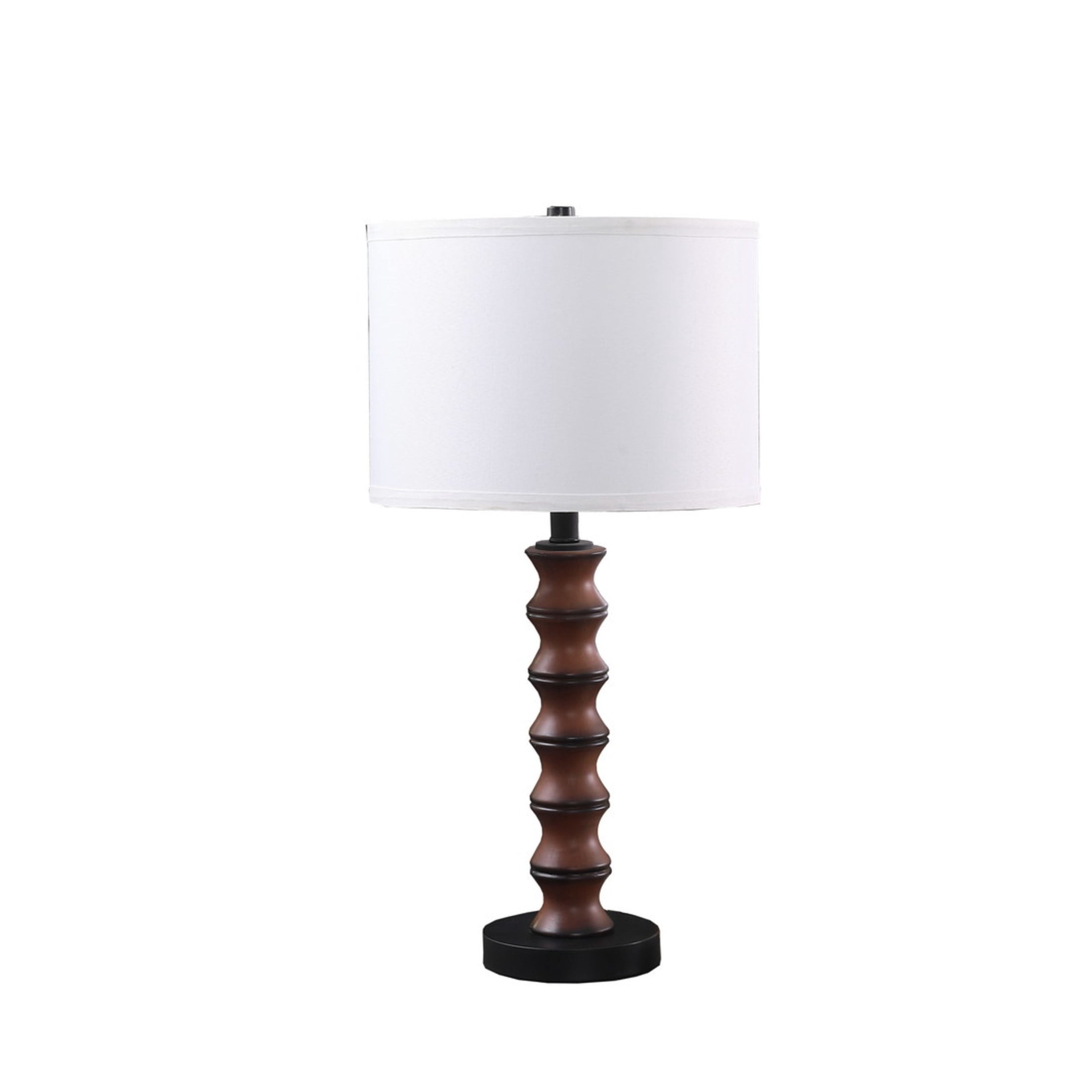 Noble House 27.5" Littoral Coastal Table Lamp, Polyresin and Metal Base with White Linen Drum Shade, Cherry