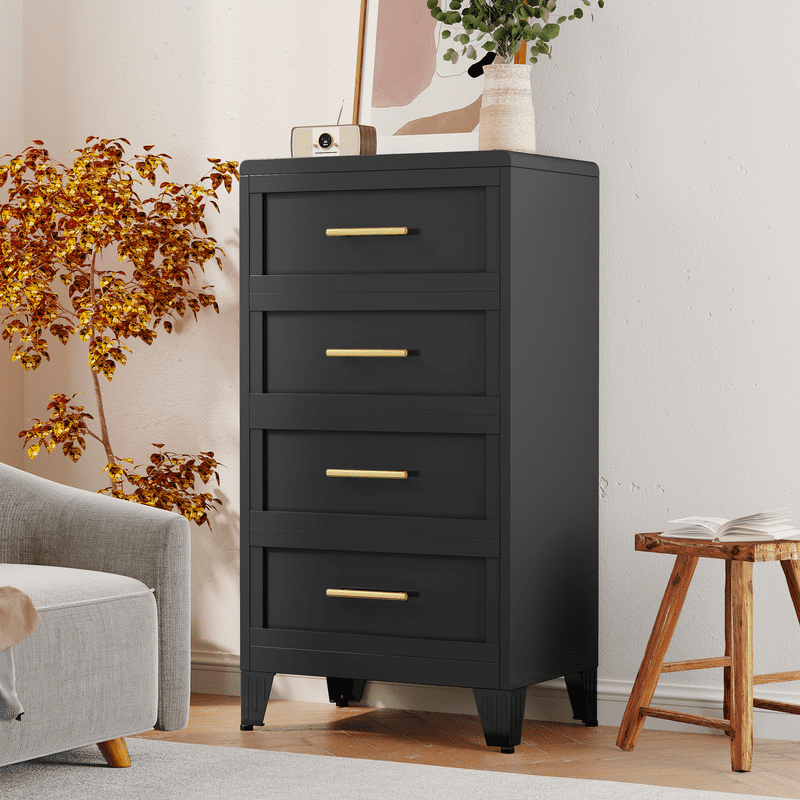 Erosoei Modern Metal Nightstand 4 Drawer Dresser for Bedroom