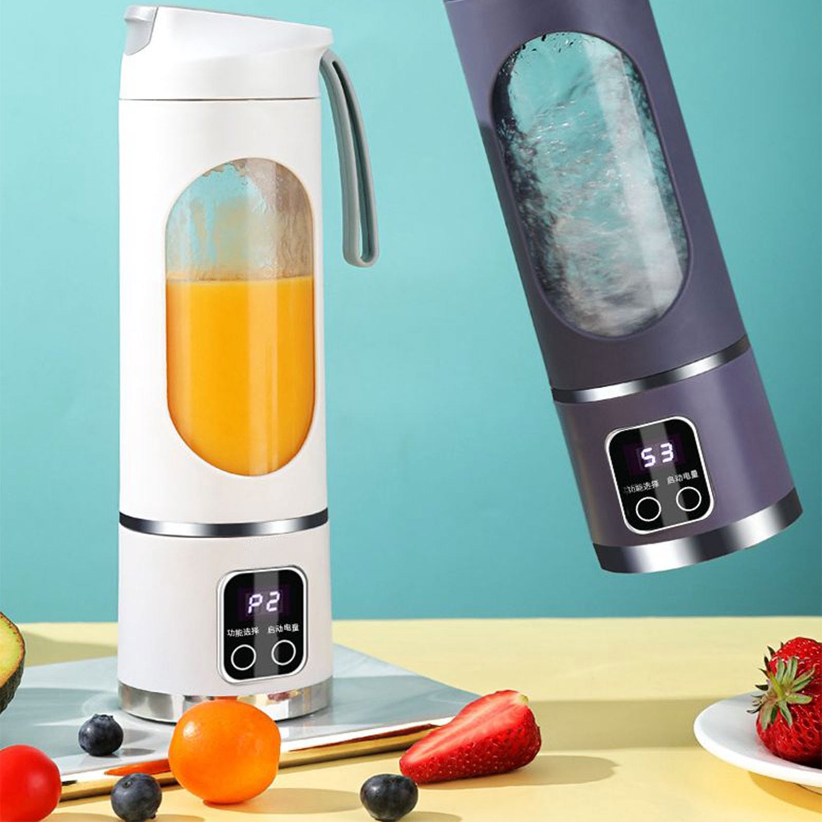 Portable Household USB Powered Juicing Machine Digital Display Electric Juicer Cup Powerful Motor Large Capacity